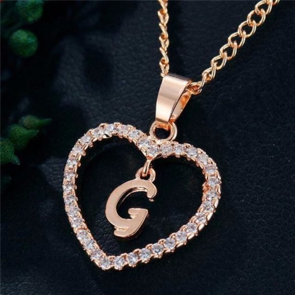 Jewelry - Romantic Love Pendant Necklace Initial Letter New